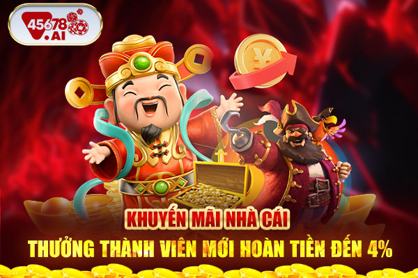 Khuyến mãi nhà cái thưởng thành viên mới hoàn tiền đến 4%